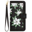 Samsung Galaxy S24 Ultra Læder Cover m. Pung & Strop - Sort m. Blomster For Discount