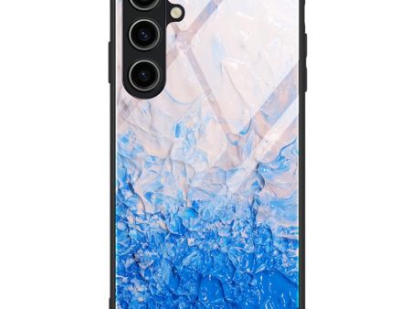 Samsung Galaxy A35 (5G) Plastik Cover m. Glasbagside - Blå   Lyserød Marmor Mønster Hot on Sale