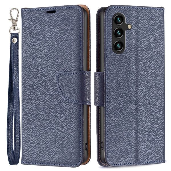 Samsung Galaxy A15 (5G)   A15 PU Litchi Læder Cover m. Pung & Strop - Blå on Sale