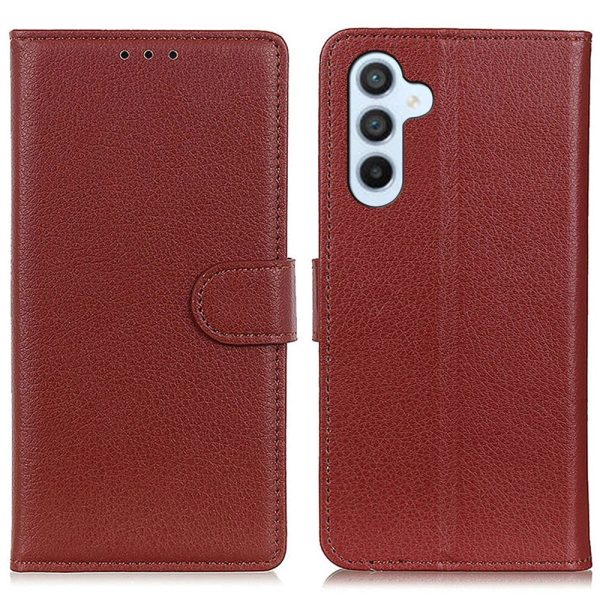 Samsung Galaxy S24 Litchi Læder Cover m. Pung - Brun For Cheap