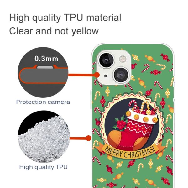 iPhone 15 Plus Fleksibelt Plastik Jule Cover - Merry Christmas - Julesok For Cheap