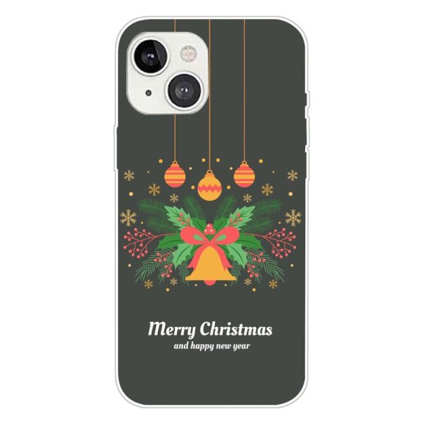 iPhone 15 Plus Fleksibelt Plastik Jule Cover - Merry Christmas - Julekrans og Juleklokke Hot on Sale