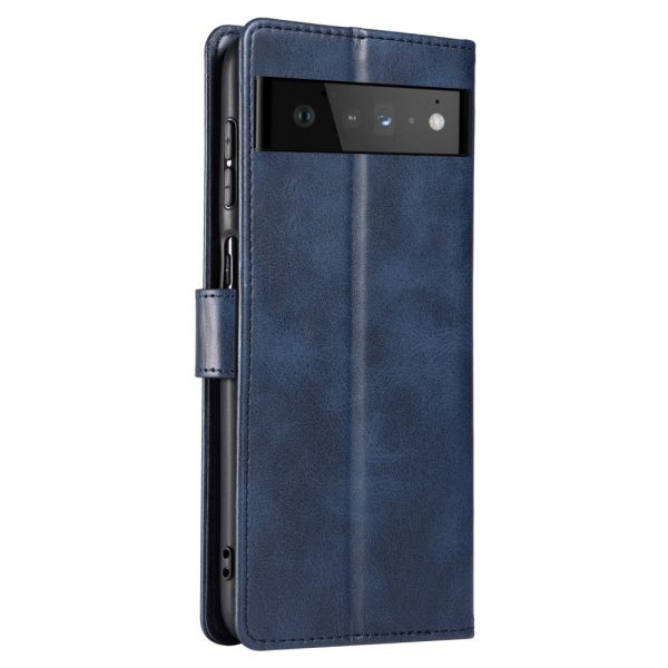 Google Pixel 6 Pro Kunstlæder Cover m. Pung - Blå For Cheap