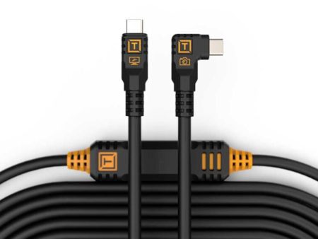 TetherPro USB-C to USB-C, 31 ft. (9.4m), Straight to Right Angle Cable- Black Supply